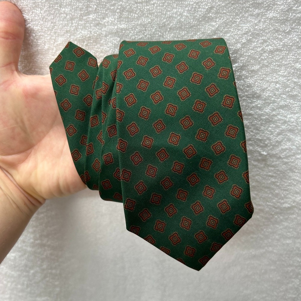 Polo Ralph Lauren Mens Red Green Printed Silk Tie